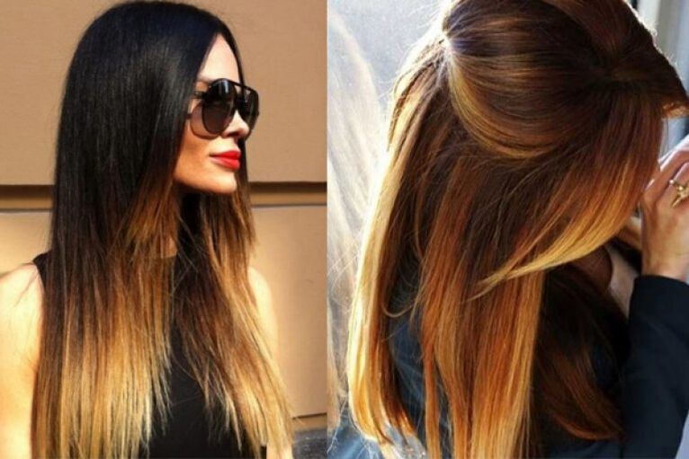 Ombre auf dunklem Haar